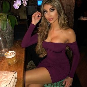 Nookie Jolie Off Shoulder Mini Dress - Wine - SMALL / WINE